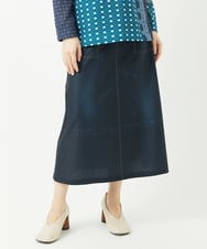 NHHGA28250 GIANNI LO GIUDICE(小さいサイズ)(メゾン ドゥ サンク) [リバーシブル]デニムペイズリープリントスカート ネイビー