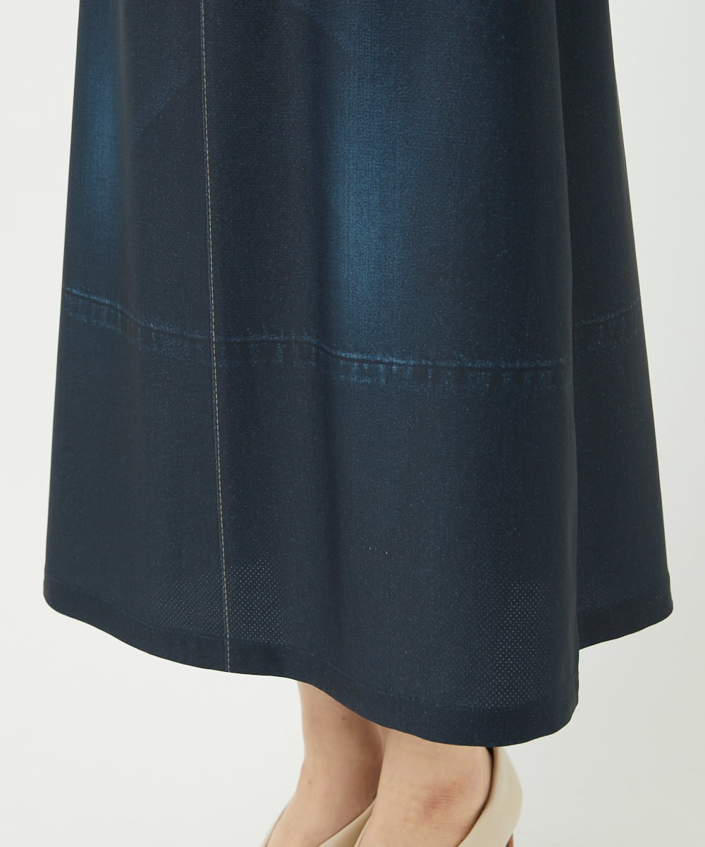 NHHGA28250 GIANNI LO GIUDICE(小さいサイズ)(メゾン ドゥ サンク) [リバーシブル]デニムペイズリープリントスカート ネイビー