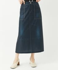 NHHGA28250 GIANNI LO GIUDICE(小さいサイズ)(メゾン ドゥ サンク) [リバーシブル]デニムペイズリープリントスカート ネイビー