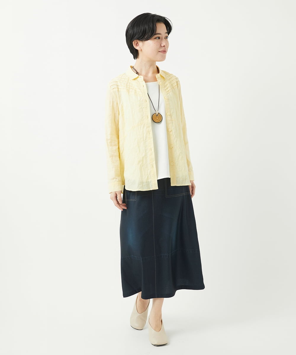 NHHGA28250 GIANNI LO GIUDICE(小さいサイズ)(メゾン ドゥ サンク) [リバーシブル]デニムペイズリープリントスカート ネイビー