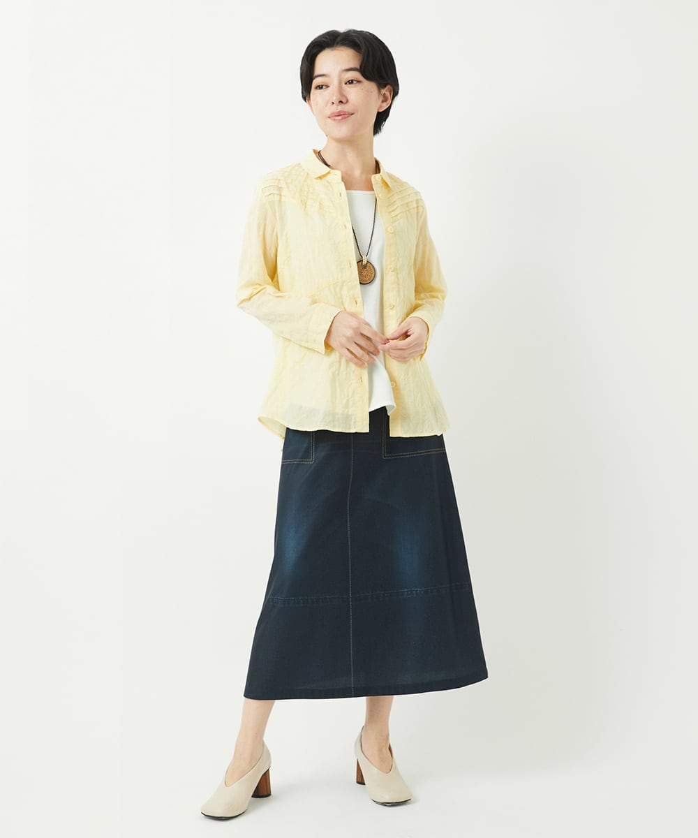 NHHGA28250 GIANNI LO GIUDICE(小さいサイズ)(メゾン ドゥ サンク) [リバーシブル]デニムペイズリープリントスカート ネイビー