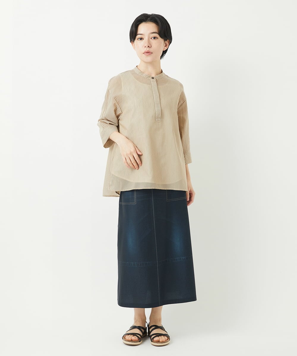 NHHGA28250 GIANNI LO GIUDICE(小さいサイズ)(メゾン ドゥ サンク) [リバーシブル]デニムペイズリープリントスカート ネイビー