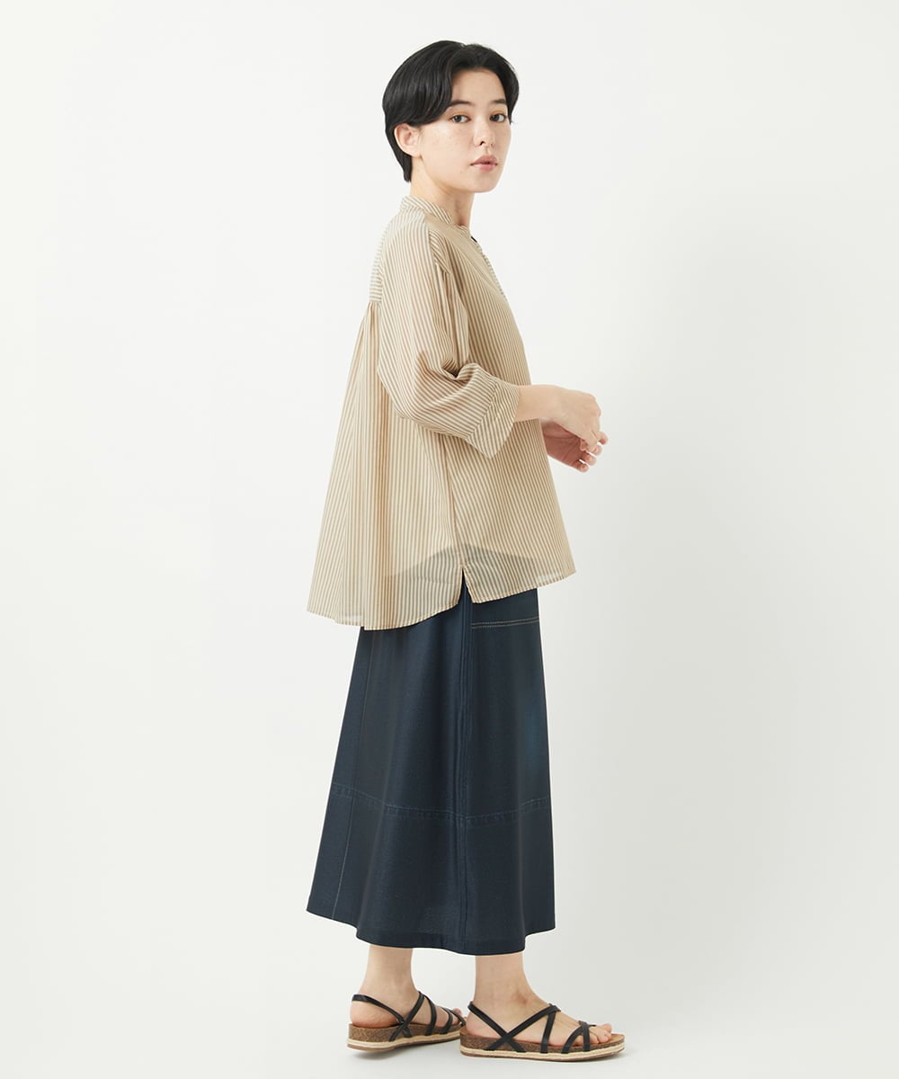 NHHGA28250 GIANNI LO GIUDICE(小さいサイズ)(メゾン ドゥ サンク) [リバーシブル]デニムペイズリープリントスカート ネイビー