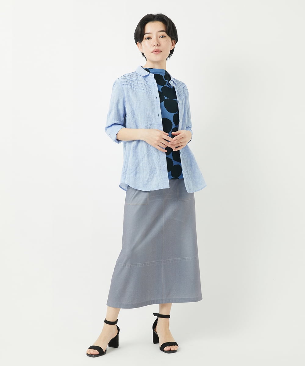 NHHGA28250 GIANNI LO GIUDICE(小さいサイズ)(メゾン ドゥ サンク) [リバーシブル]デニムペイズリープリントスカート ネイビー