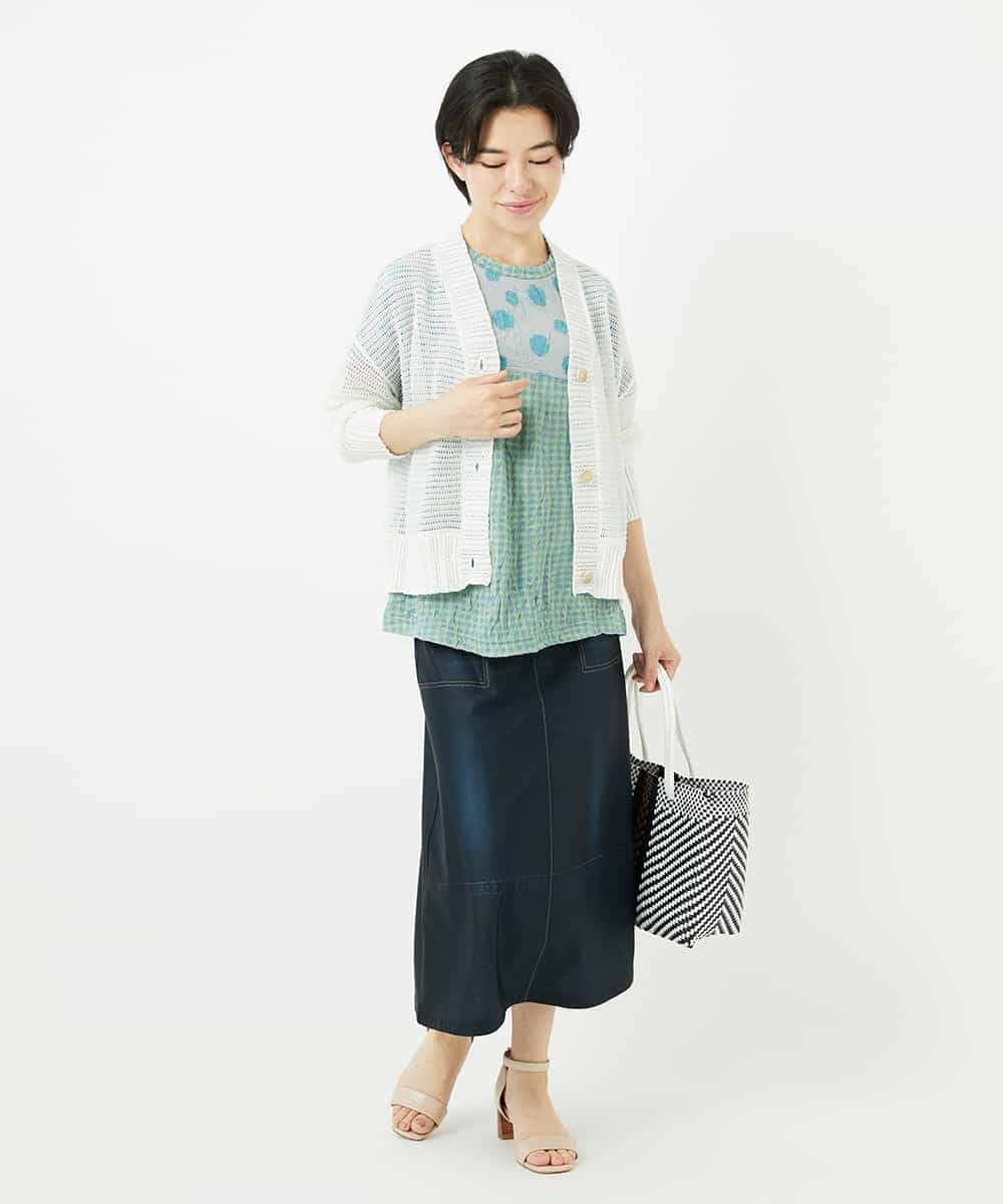 NHHGA28250 GIANNI LO GIUDICE(小さいサイズ)(メゾン ドゥ サンク) [リバーシブル]デニムペイズリープリントスカート ネイビー