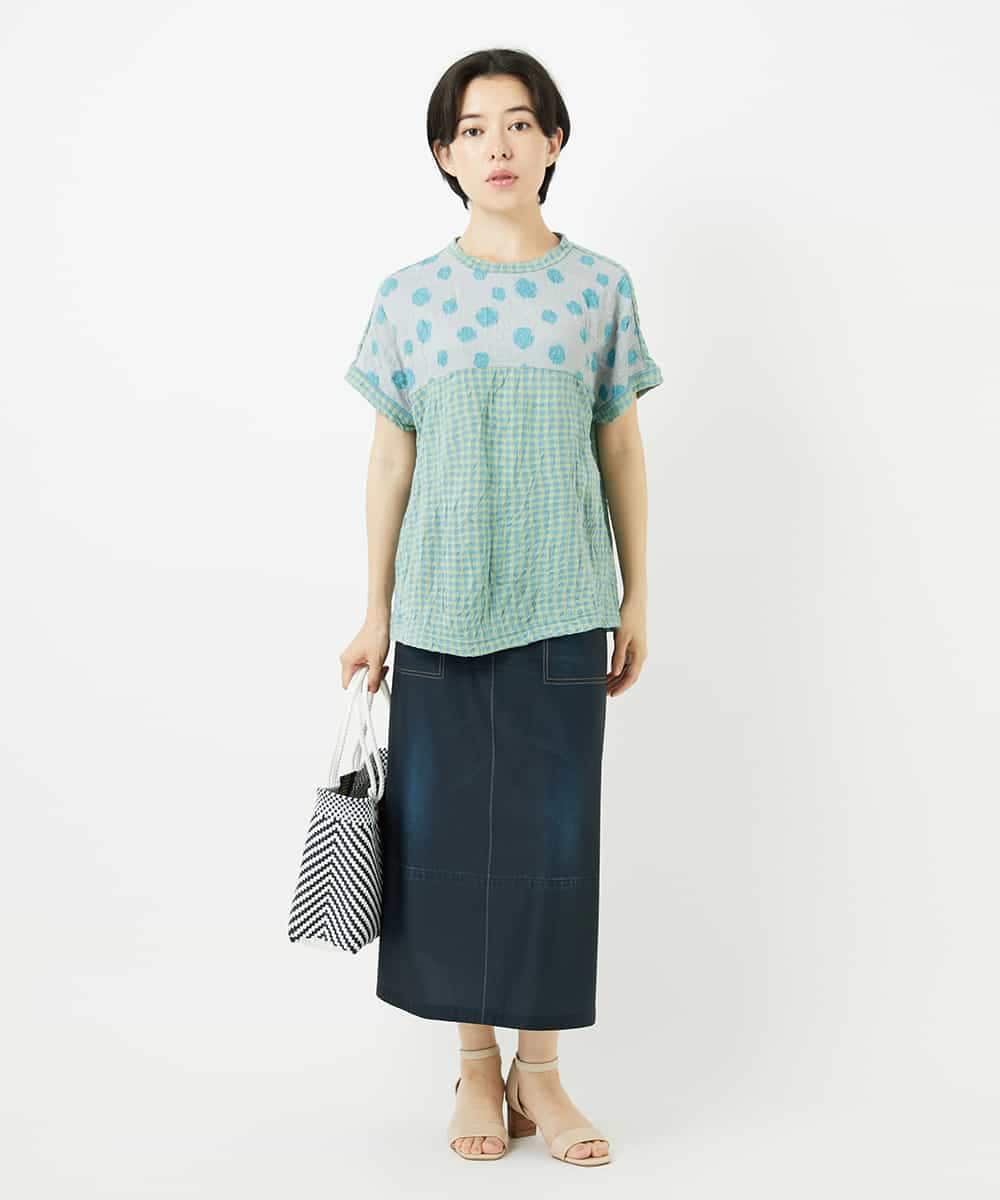 NHHGA28250 GIANNI LO GIUDICE(小さいサイズ)(メゾン ドゥ サンク) [リバーシブル]デニムペイズリープリントスカート ネイビー