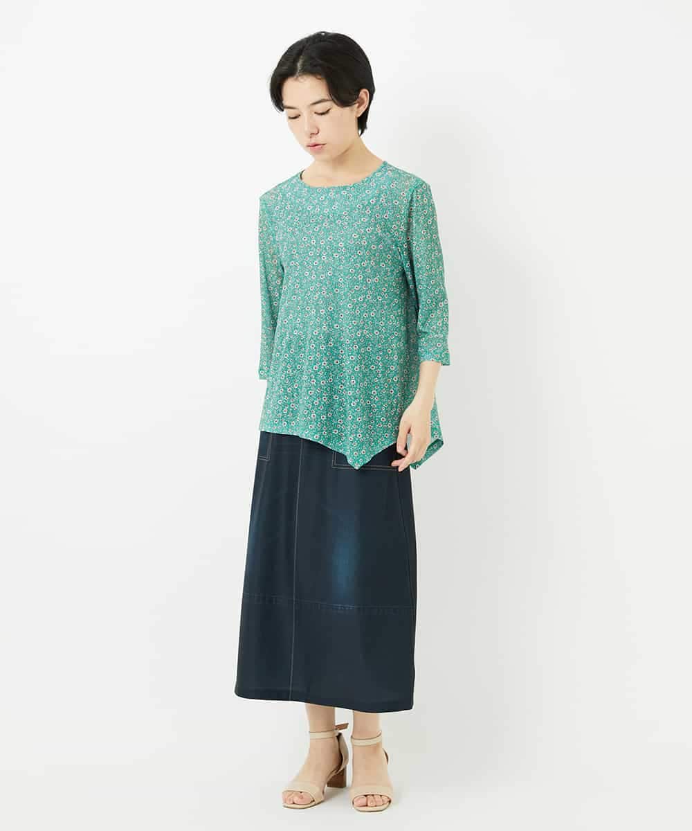 NHHGA28250 GIANNI LO GIUDICE(小さいサイズ)(メゾン ドゥ サンク) [リバーシブル]デニムペイズリープリントスカート ネイビー
