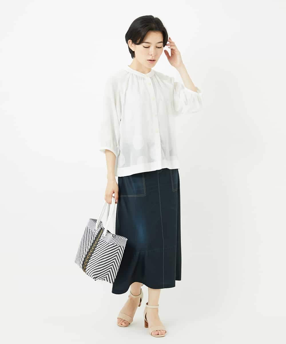 NHHGA28250 GIANNI LO GIUDICE(小さいサイズ)(メゾン ドゥ サンク) [リバーシブル]デニムペイズリープリントスカート ネイビー