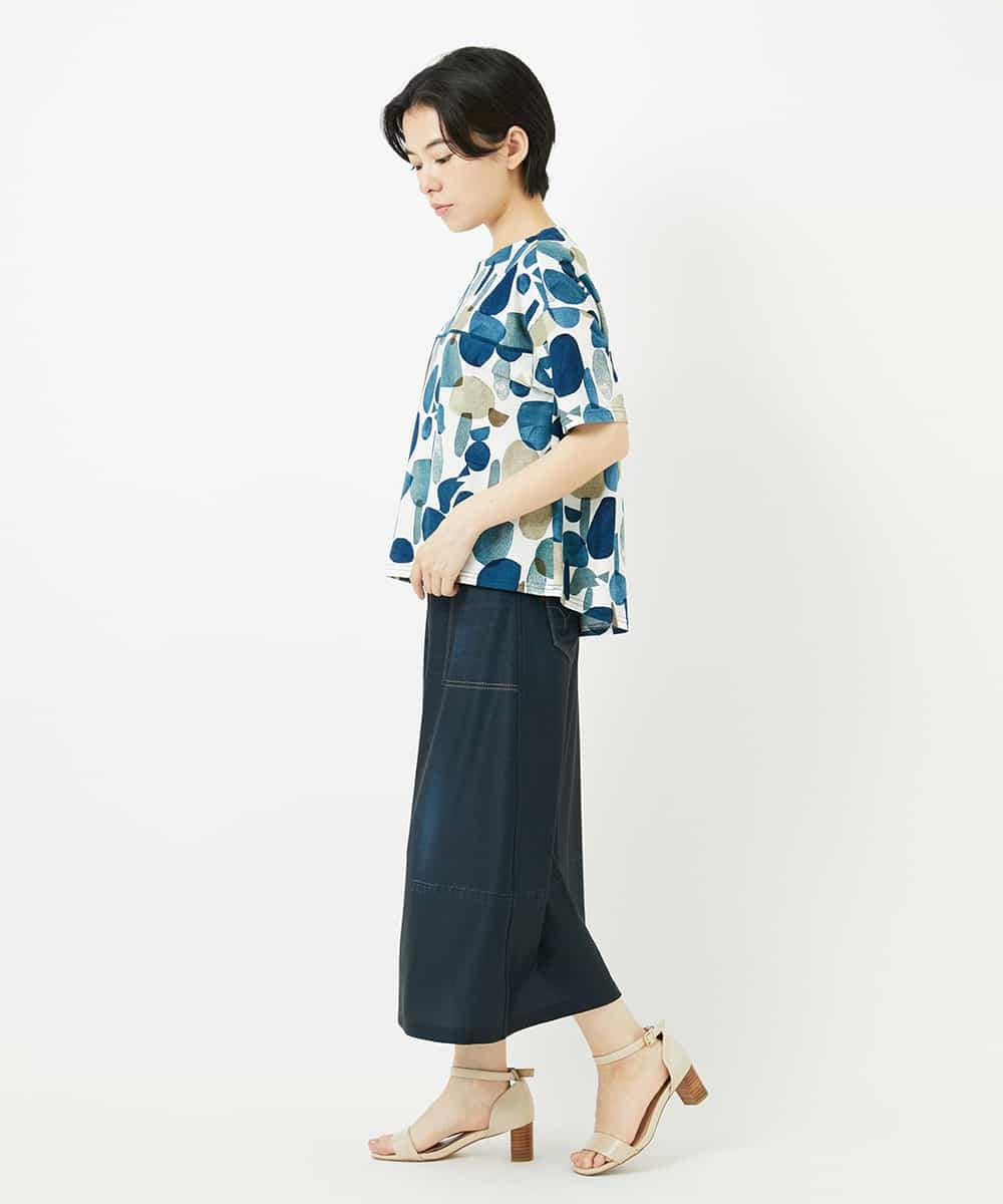 NHHGA28250 GIANNI LO GIUDICE(小さいサイズ)(メゾン ドゥ サンク) [リバーシブル]デニムペイズリープリントスカート ネイビー