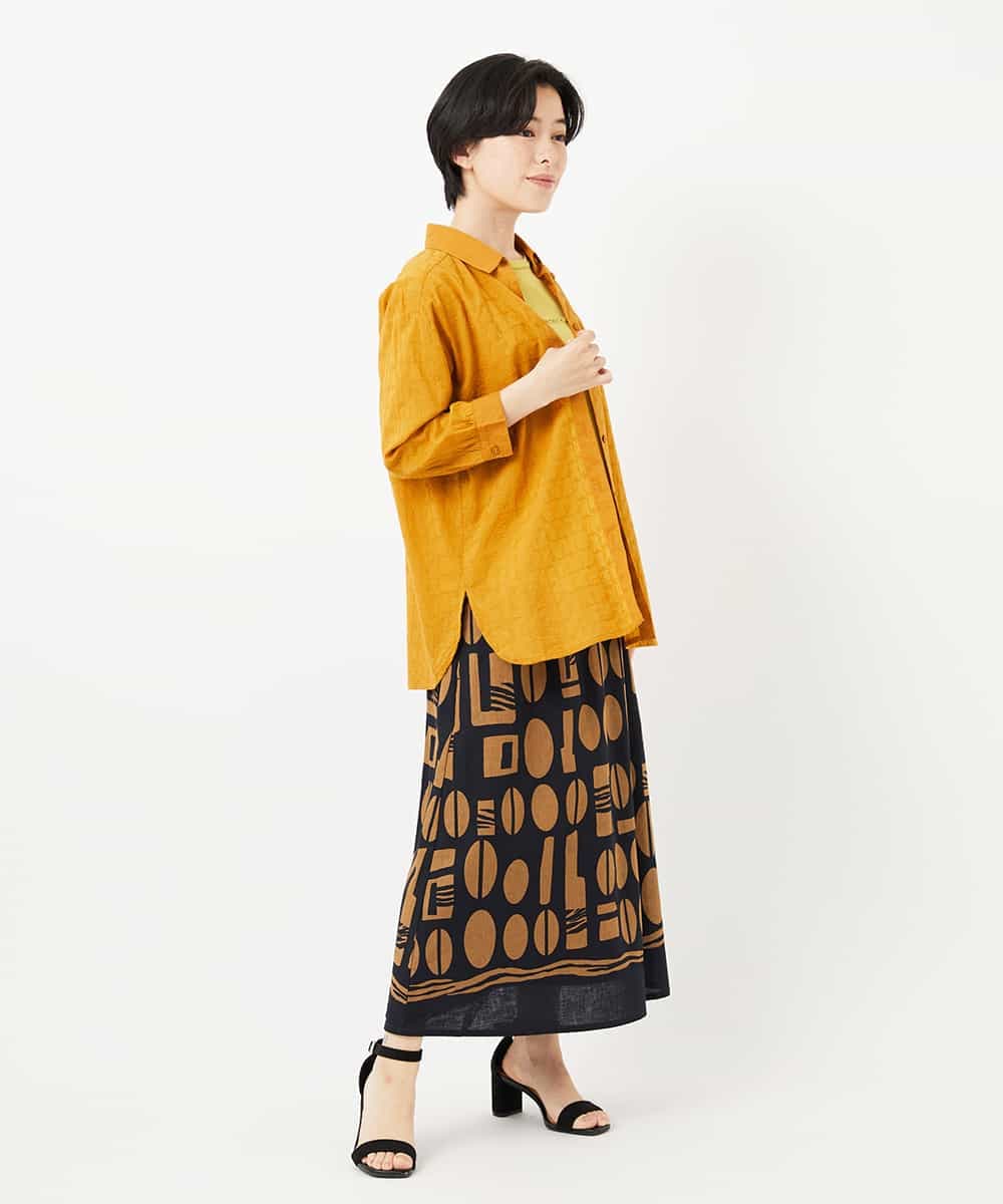 NHHGA50360 GIANNI LO GIUDICE(小さいサイズ)(メゾン ドゥ サンク) コーヒービーンズプリントスカート ライトグリーン系