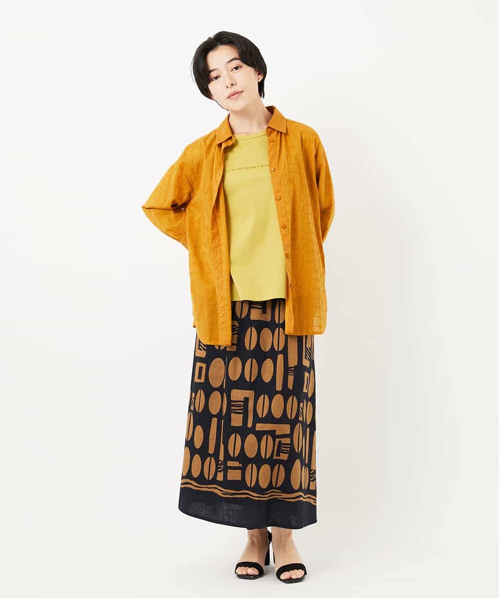 NHHGA50360 GIANNI LO GIUDICE(小さいサイズ)(メゾン ドゥ サンク) コーヒービーンズプリントスカート ライトグリーン系