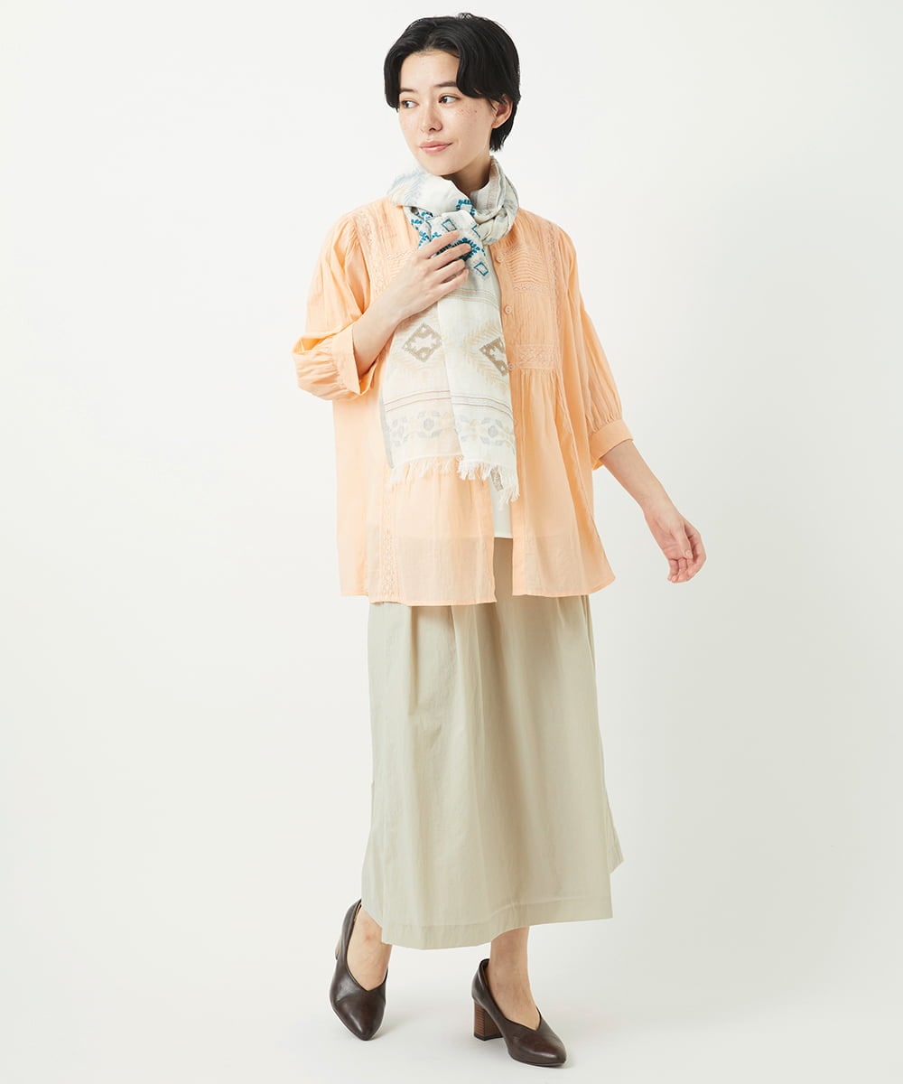 NHHGC92250 GIANNI LO GIUDICE(小さいサイズ)(メゾン ドゥ サンク) ナイロンストレッチタフタスカート ベージュ