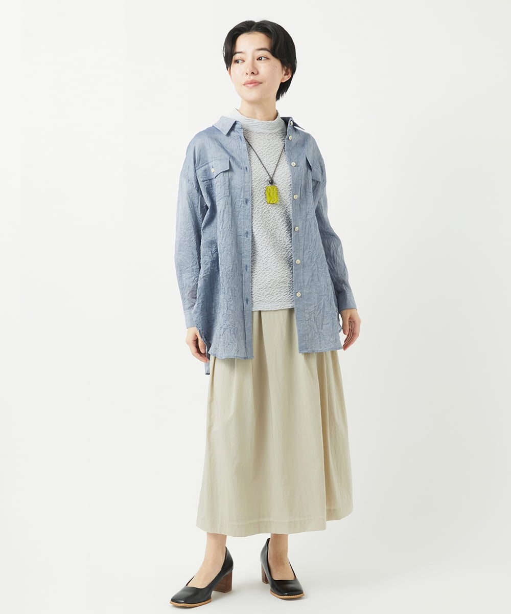 NHHGC92250 GIANNI LO GIUDICE(小さいサイズ)(メゾン ドゥ サンク) ナイロンストレッチタフタスカート ベージュ