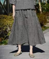 NHHGE42360 GIANNI LO GIUDICE(小さいサイズ)(メゾン ドゥ サンク) リネンコットンギンガムチェックスカート ブラック