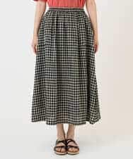 NHHGE42360 GIANNI LO GIUDICE(小さいサイズ)(メゾン ドゥ サンク) リネンコットンギンガムチェックスカート ブラック