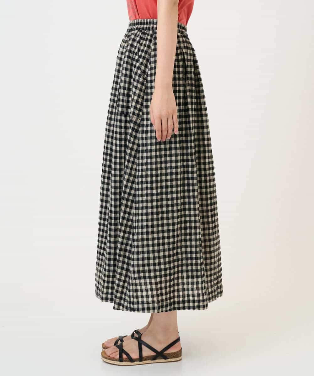 NHHGE42360 GIANNI LO GIUDICE(小さいサイズ)(メゾン ドゥ サンク) リネンコットンギンガムチェックスカート ブラック