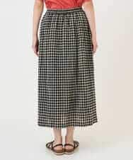 NHHGE42360 GIANNI LO GIUDICE(小さいサイズ)(メゾン ドゥ サンク) リネンコットンギンガムチェックスカート ブラック