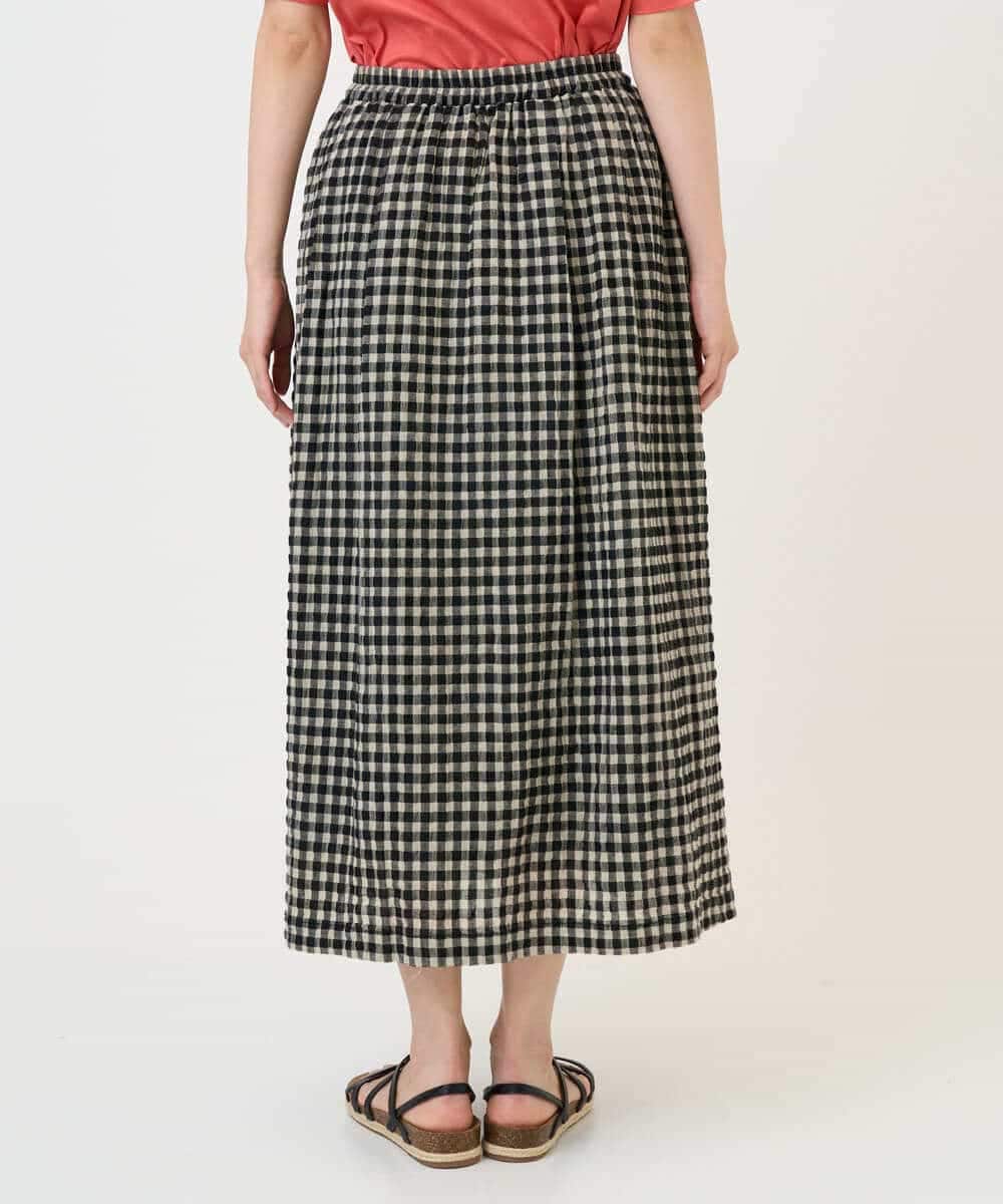 NHHGE42360 GIANNI LO GIUDICE(小さいサイズ)(メゾン ドゥ サンク) リネンコットンギンガムチェックスカート ブラック