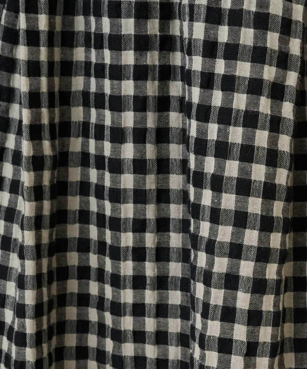NHHGE42360 GIANNI LO GIUDICE(小さいサイズ)(メゾン ドゥ サンク) リネンコットンギンガムチェックスカート ブラック
