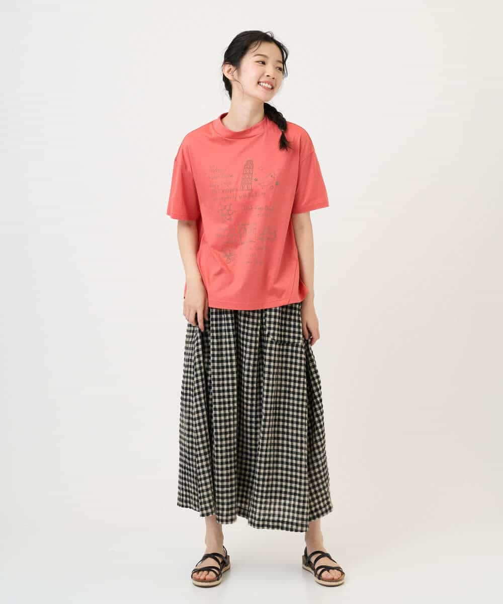 NHHGE42360 GIANNI LO GIUDICE(小さいサイズ)(メゾン ドゥ サンク) リネンコットンギンガムチェックスカート ブラック