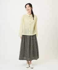 NHHGE42360 GIANNI LO GIUDICE(小さいサイズ)(メゾン ドゥ サンク) リネンコットンギンガムチェックスカート ブラック