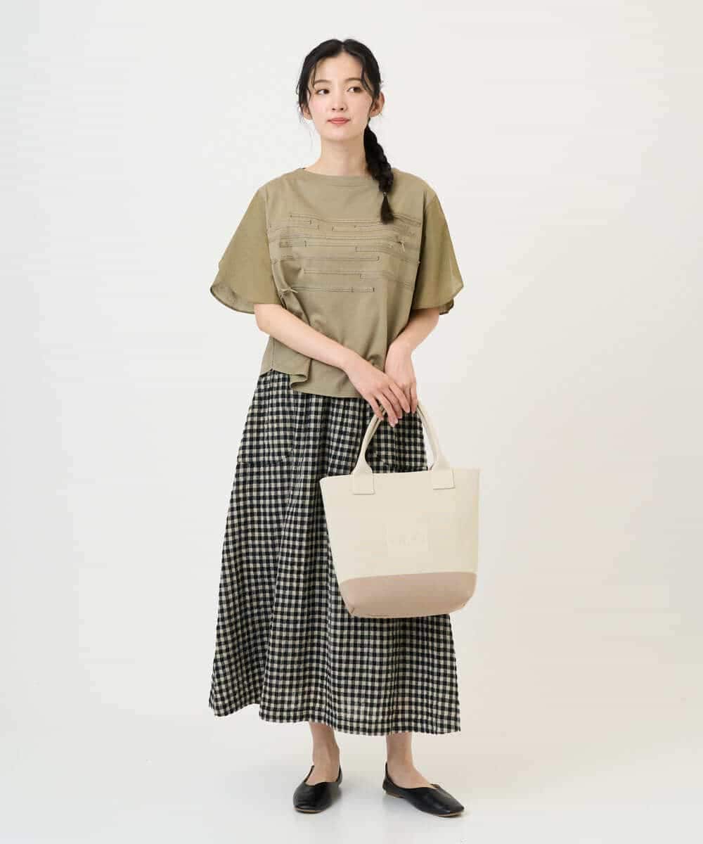 NHHGE42360 GIANNI LO GIUDICE(小さいサイズ)(メゾン ドゥ サンク) リネンコットンギンガムチェックスカート ブラック