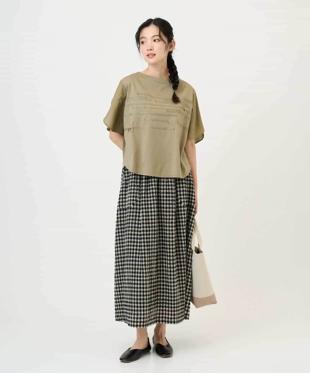 NHHGE42360 GIANNI LO GIUDICE(小さいサイズ)(メゾン ドゥ サンク) リネンコットンギンガムチェックスカート ブラック