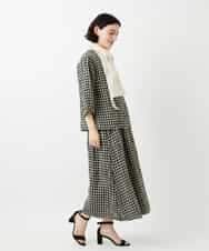 NHHGE42360 GIANNI LO GIUDICE(小さいサイズ)(メゾン ドゥ サンク) [セットアップ対応]リネンコットンギンガムチェックスカート ブラック