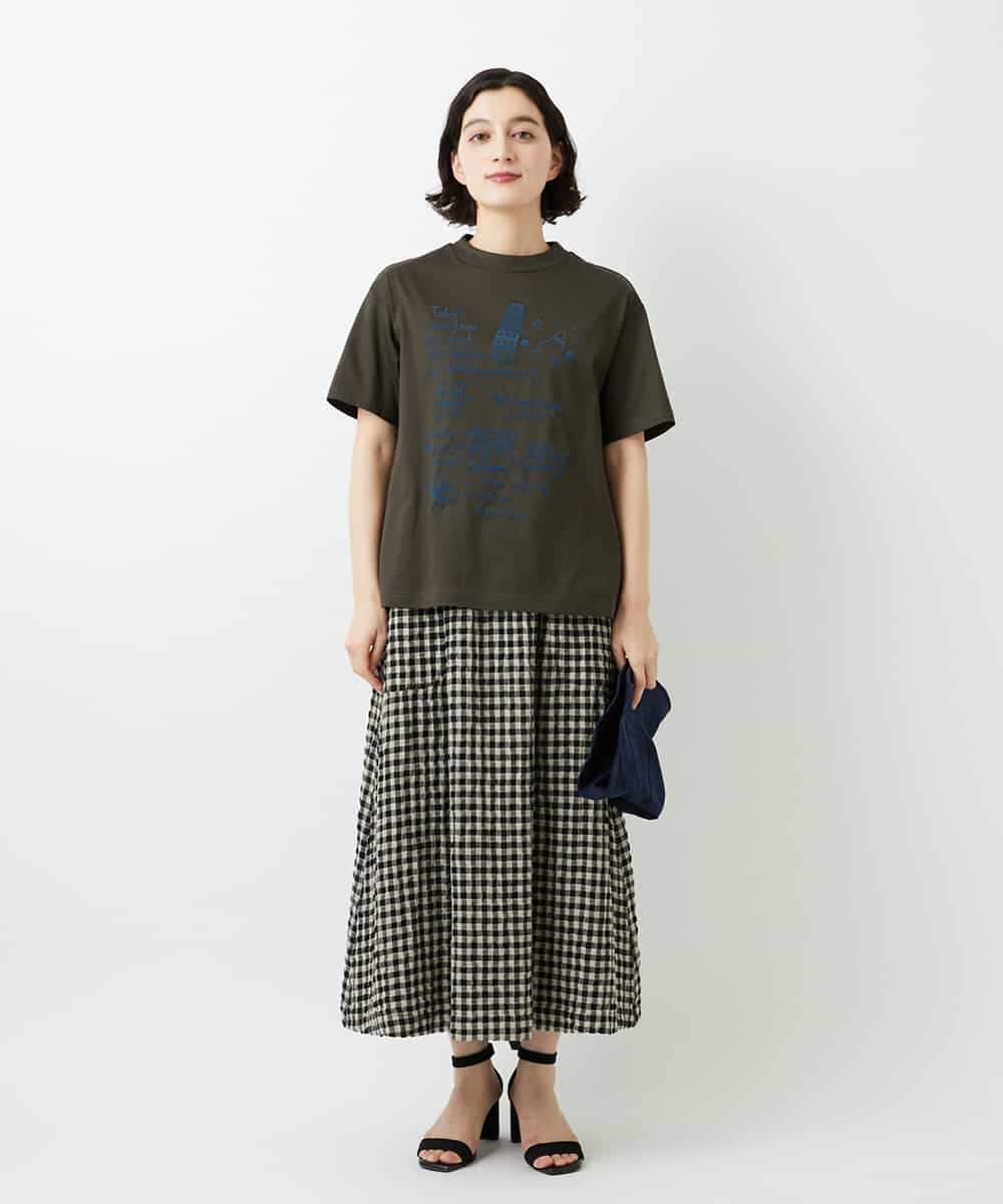 NHHGE42360 GIANNI LO GIUDICE(小さいサイズ)(メゾン ドゥ サンク) [セットアップ対応]リネンコットンギンガムチェックスカート ブラック