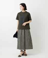 NHHGE42360 GIANNI LO GIUDICE(小さいサイズ)(メゾン ドゥ サンク) [セットアップ対応]リネンコットンギンガムチェックスカート ブラック