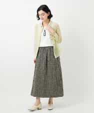 NHHGE42360 GIANNI LO GIUDICE(小さいサイズ)(メゾン ドゥ サンク) [セットアップ対応]リネンコットンギンガムチェックスカート ブラック