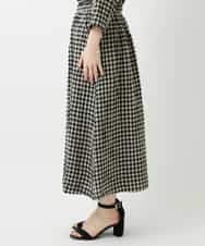 NHHGE42360 GIANNI LO GIUDICE(小さいサイズ)(メゾン ドゥ サンク) [セットアップ対応]リネンコットンギンガムチェックスカート ブラック