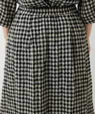 NHHGE42360 GIANNI LO GIUDICE(小さいサイズ)(メゾン ドゥ サンク) [セットアップ対応]リネンコットンギンガムチェックスカート ブラック