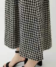 NHHGE42360 GIANNI LO GIUDICE(小さいサイズ)(メゾン ドゥ サンク) [セットアップ対応]リネンコットンギンガムチェックスカート ブラック