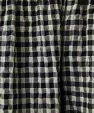 NHHGE42360 GIANNI LO GIUDICE(小さいサイズ)(メゾン ドゥ サンク) [セットアップ対応]リネンコットンギンガムチェックスカート ブラック