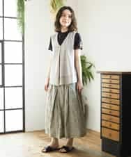 NHHGE53390 GIANNI LO GIUDICE(小さいサイズ)(メゾン ドゥ サンク) [セットアップ対応]シャドーチェックスカート グリーン