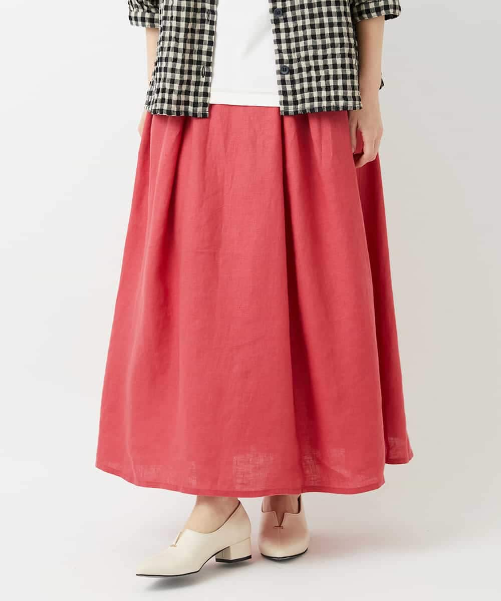 NHHGE84330 GIANNI LO GIUDICE(小さいサイズ)(メゾン ドゥ サンク) カラーリネン製品洗いスカート レッド