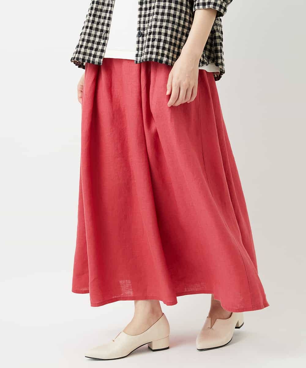 NHHGE84330 GIANNI LO GIUDICE(小さいサイズ)(メゾン ドゥ サンク) カラーリネン製品洗いスカート ダークグレー