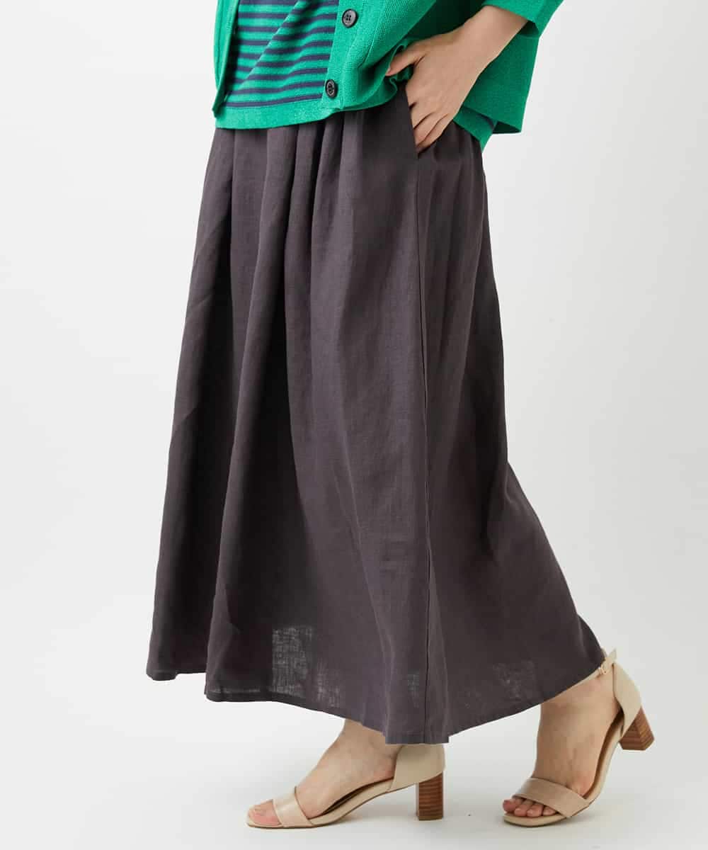 NHHGE84330 GIANNI LO GIUDICE(小さいサイズ)(メゾン ドゥ サンク) カラーリネン製品洗いスカート ダークグレー