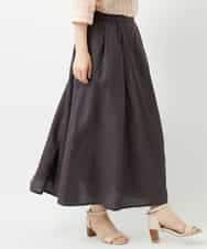 NHHGE84330 GIANNI LO GIUDICE(小さいサイズ)(メゾン ドゥ サンク) カラーリネン製品洗いスカート ダークグレー