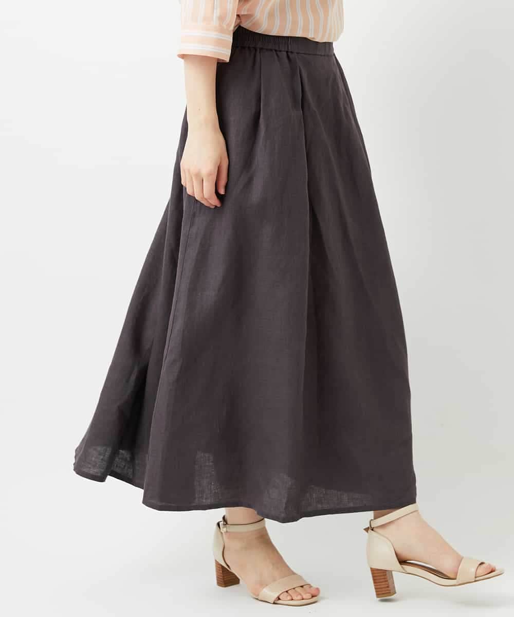 NHHGE84330 GIANNI LO GIUDICE(小さいサイズ)(メゾン ドゥ サンク) カラーリネン製品洗いスカート ダークグレー