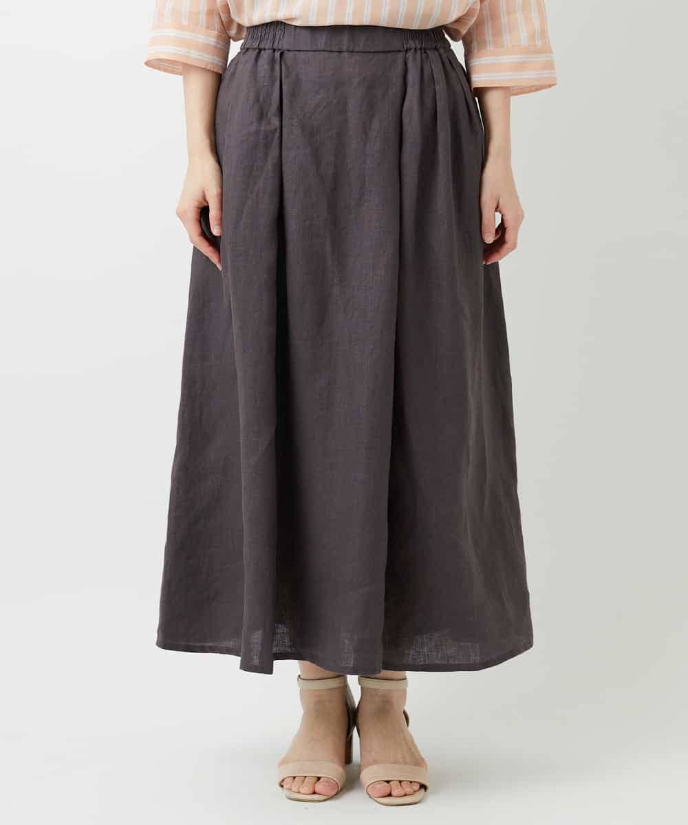 NHHGE84330 GIANNI LO GIUDICE(小さいサイズ)(メゾン ドゥ サンク) カラーリネン製品洗いスカート ダークグレー