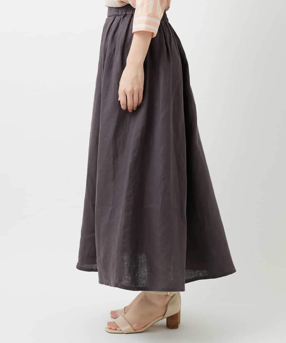 NHHGE84330 GIANNI LO GIUDICE(小さいサイズ)(メゾン ドゥ サンク) カラーリネン製品洗いスカート ダークグレー