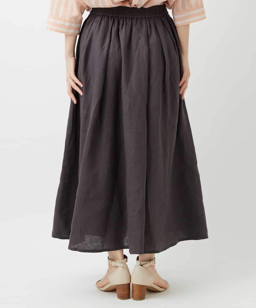 NHHGE84330 GIANNI LO GIUDICE(小さいサイズ)(メゾン ドゥ サンク) カラーリネン製品洗いスカート ダークグレー