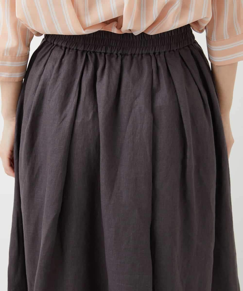 NHHGE84330 GIANNI LO GIUDICE(小さいサイズ)(メゾン ドゥ サンク) カラーリネン製品洗いスカート ダークグレー