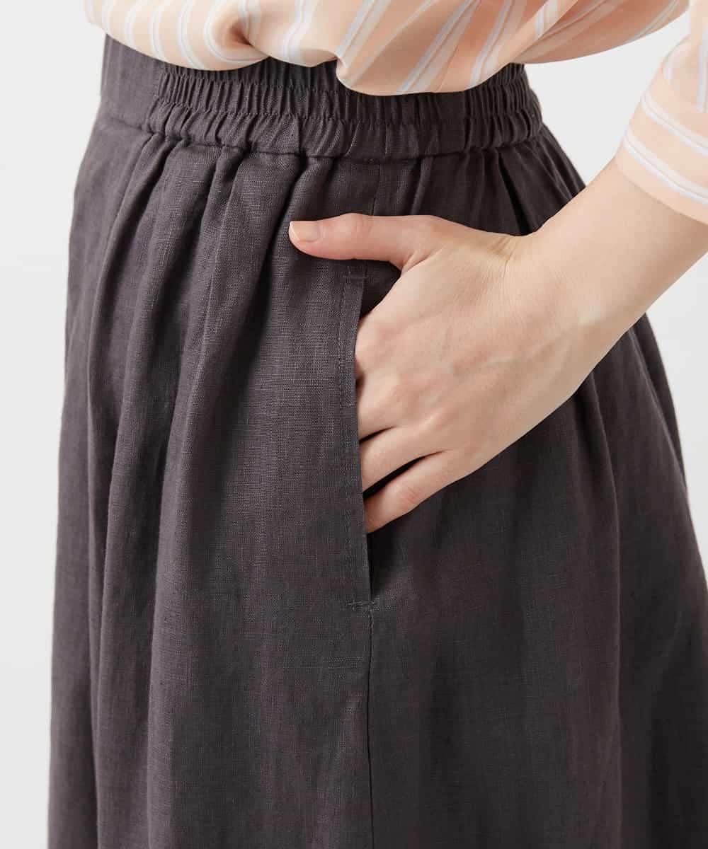 NHHGE84330 GIANNI LO GIUDICE(小さいサイズ)(メゾン ドゥ サンク) カラーリネン製品洗いスカート ダークグレー