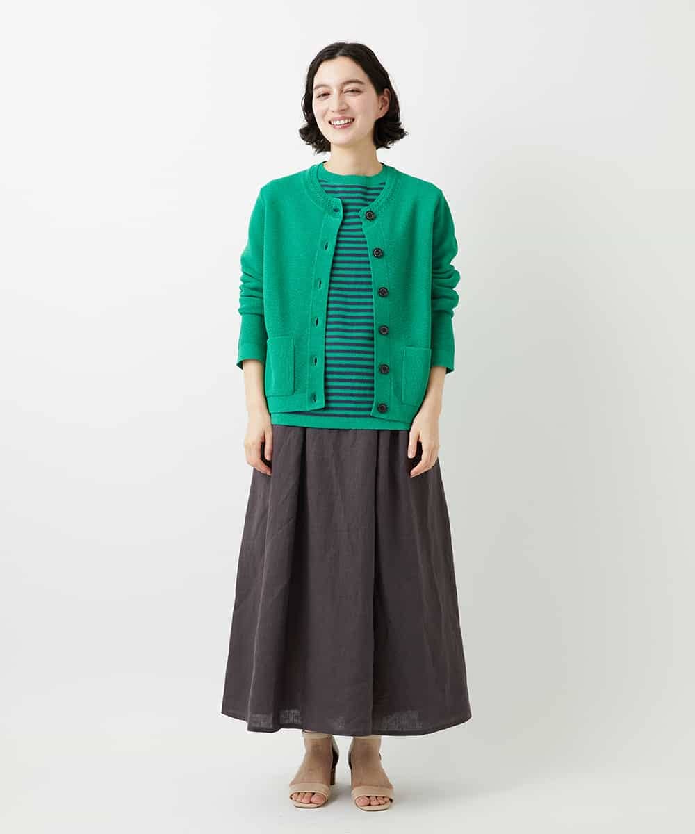 NHHGE84330 GIANNI LO GIUDICE(小さいサイズ)(メゾン ドゥ サンク) カラーリネン製品洗いスカート ダークグレー