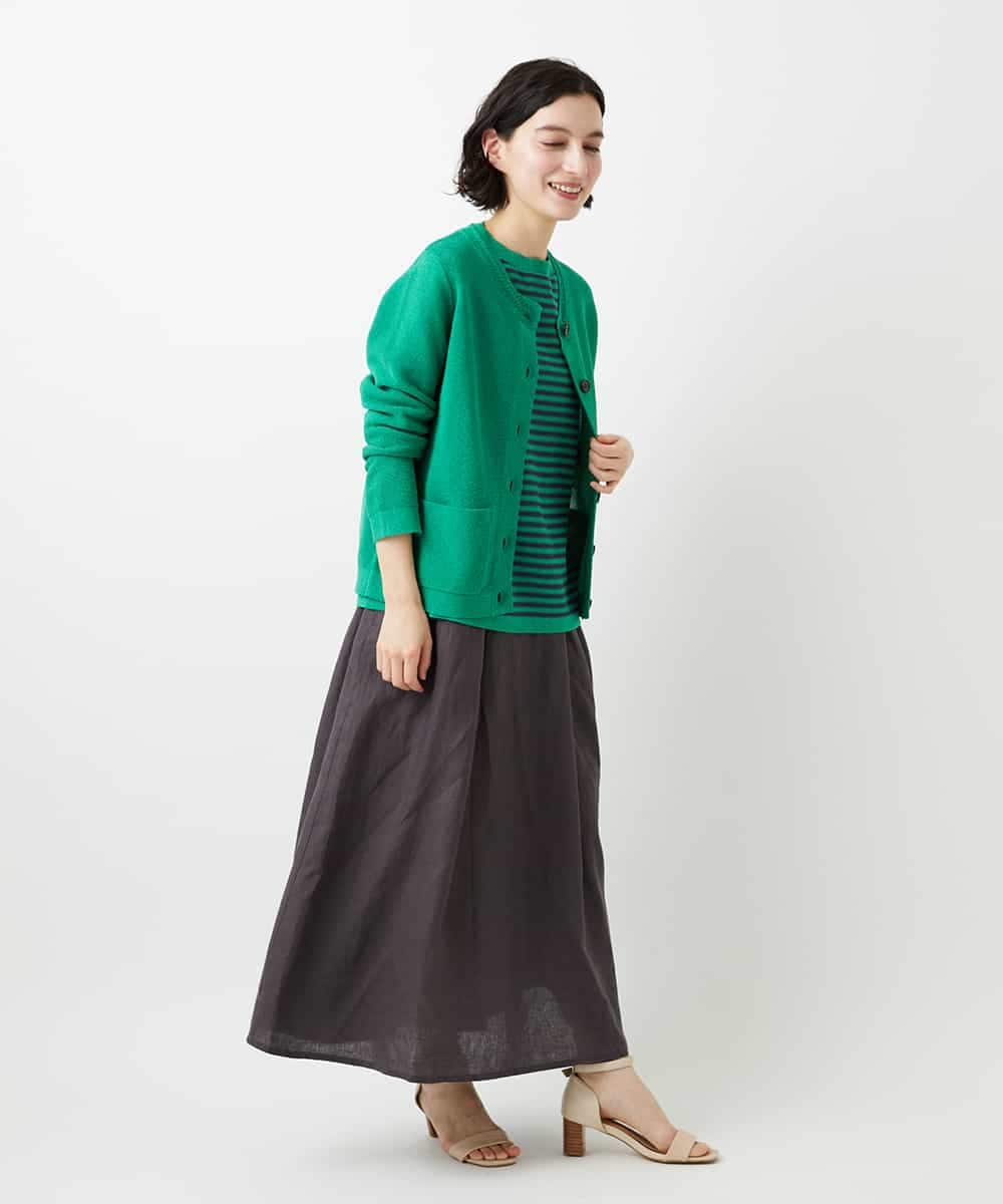 NHHGE84330 GIANNI LO GIUDICE(小さいサイズ)(メゾン ドゥ サンク) カラーリネン製品洗いスカート ダークグレー