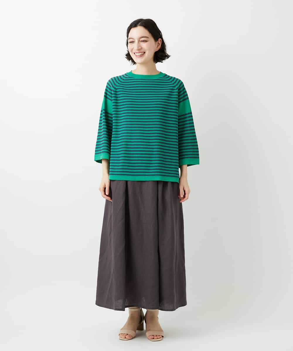 NHHGE84330 GIANNI LO GIUDICE(小さいサイズ)(メゾン ドゥ サンク) カラーリネン製品洗いスカート ダークグレー