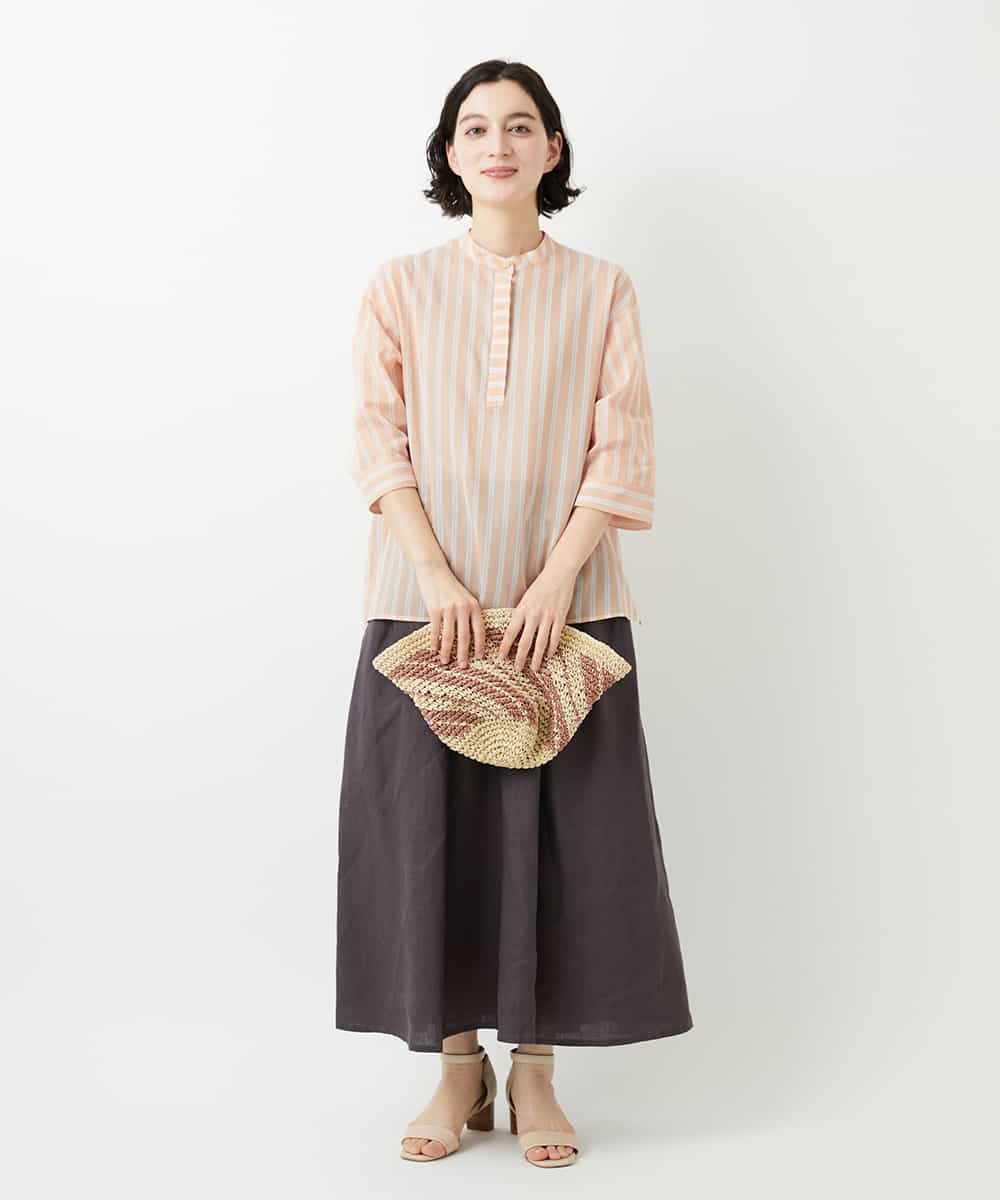 NHHGE84330 GIANNI LO GIUDICE(小さいサイズ)(メゾン ドゥ サンク) カラーリネン製品洗いスカート ダークグレー